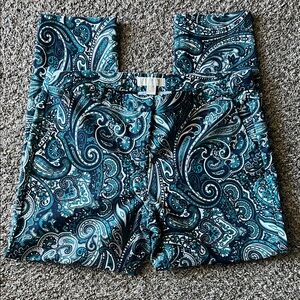 Michael Kors Paisley Pattern Pants Blue, Green and White 14